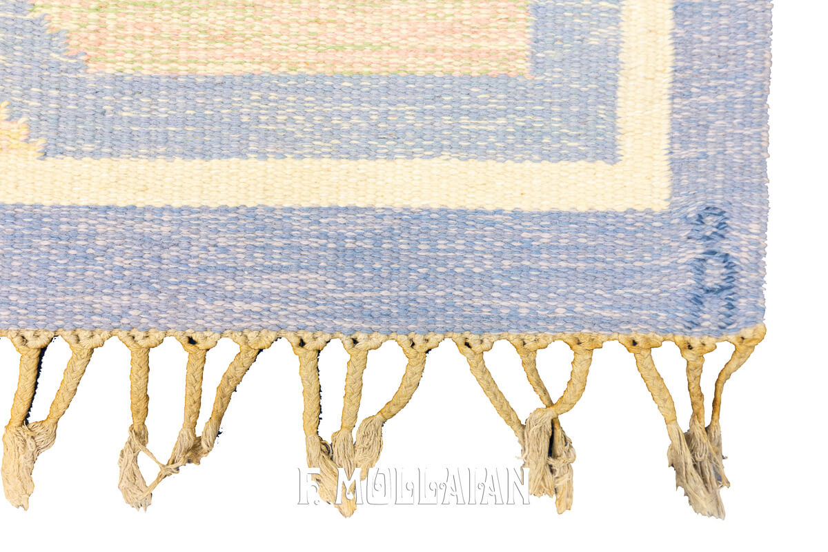 Scandinavian Rug Flat-weave Rug Beige/Blue Color n°:580082